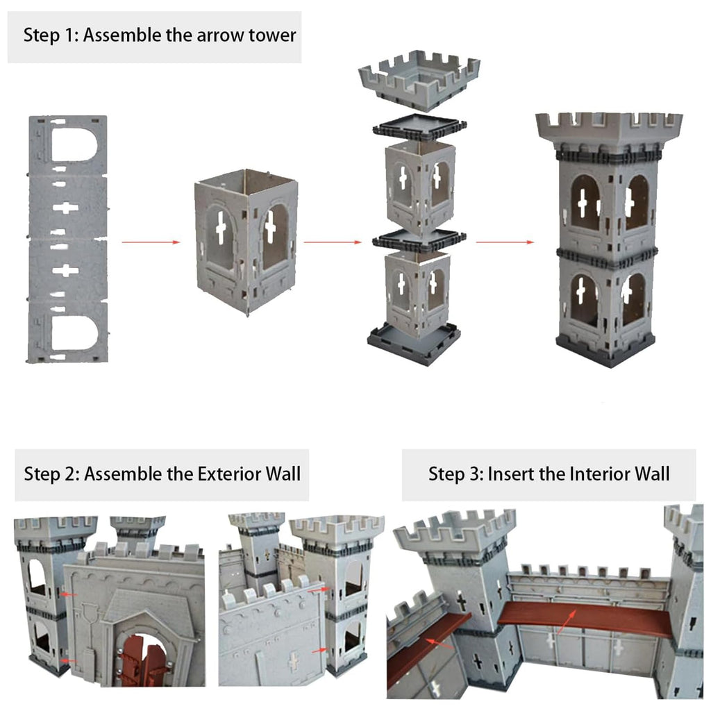 Medieval Castle Toy Building Set with Cavalry and Arrow Tower Z5403