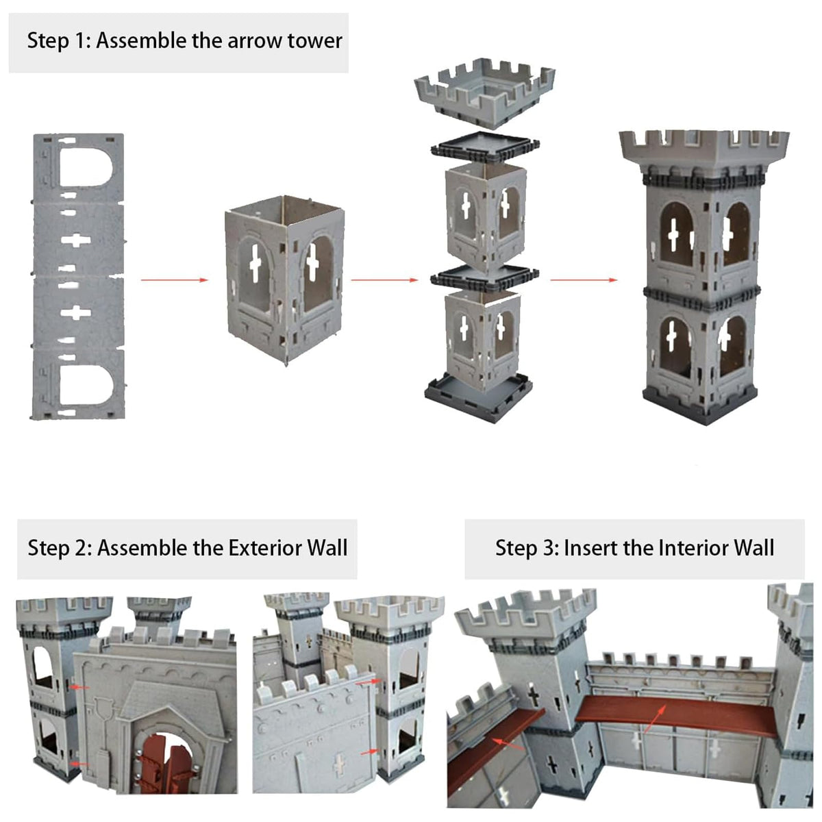 Medieval Castle Toy Building Set with Cavalry and Arrow Tower Z5403