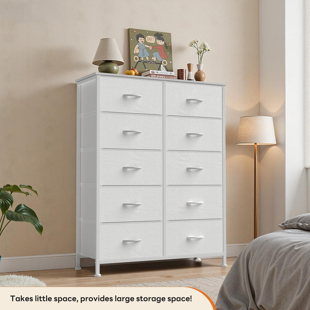White 10 Drawer Tall Dresser A349