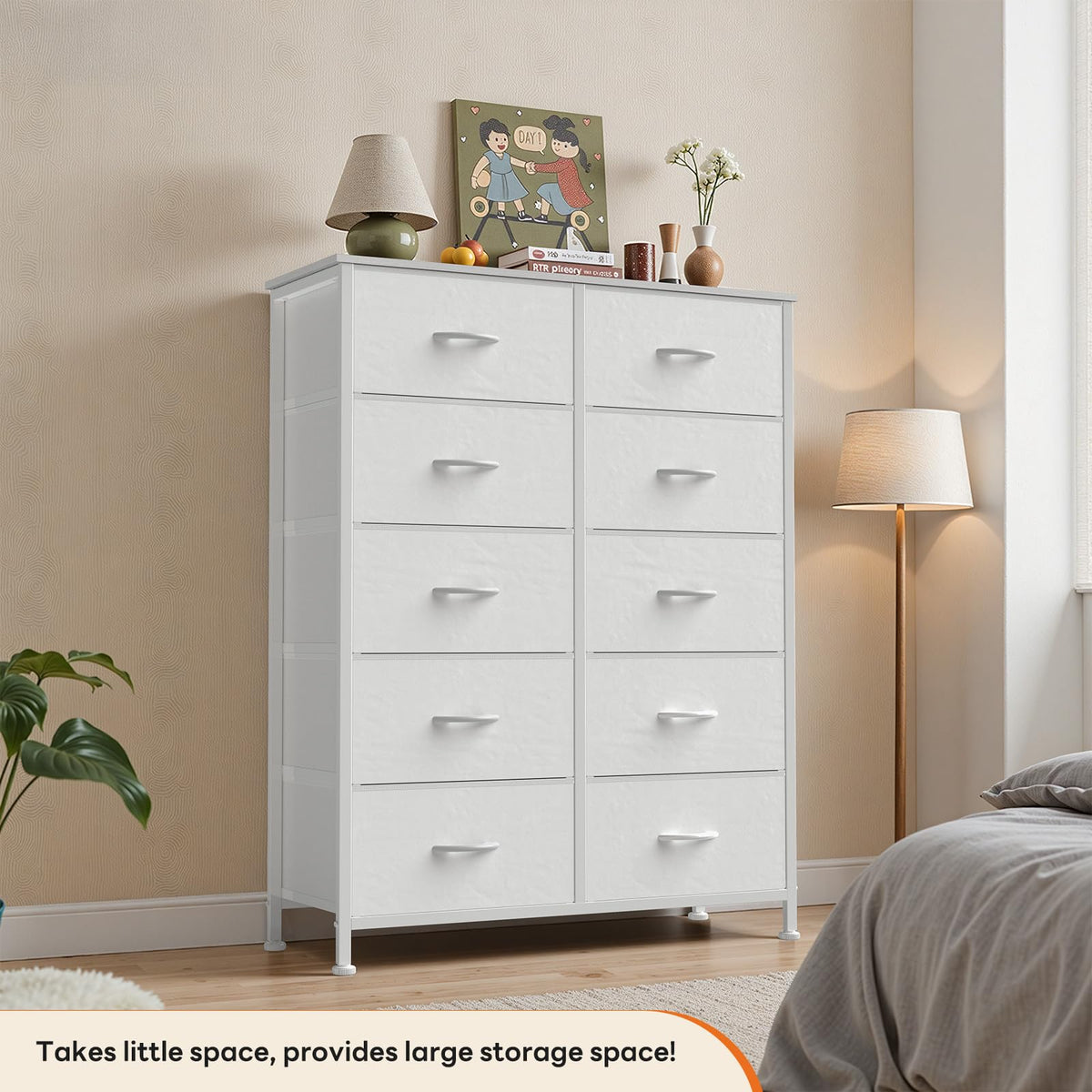 White 10 Drawer Tall Dresser A349