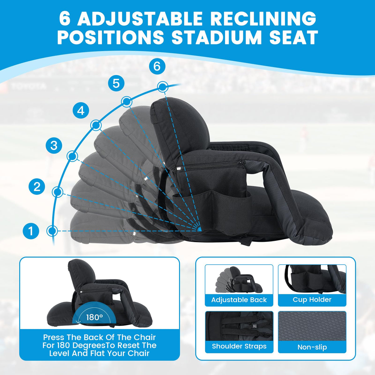 4.7" Extra Thick Stadium Seats for Bleachers with Back Support Q69051