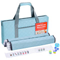 166 White Mahjong Tile Set with 4 Racks and Blue Carrying Bag Q1909