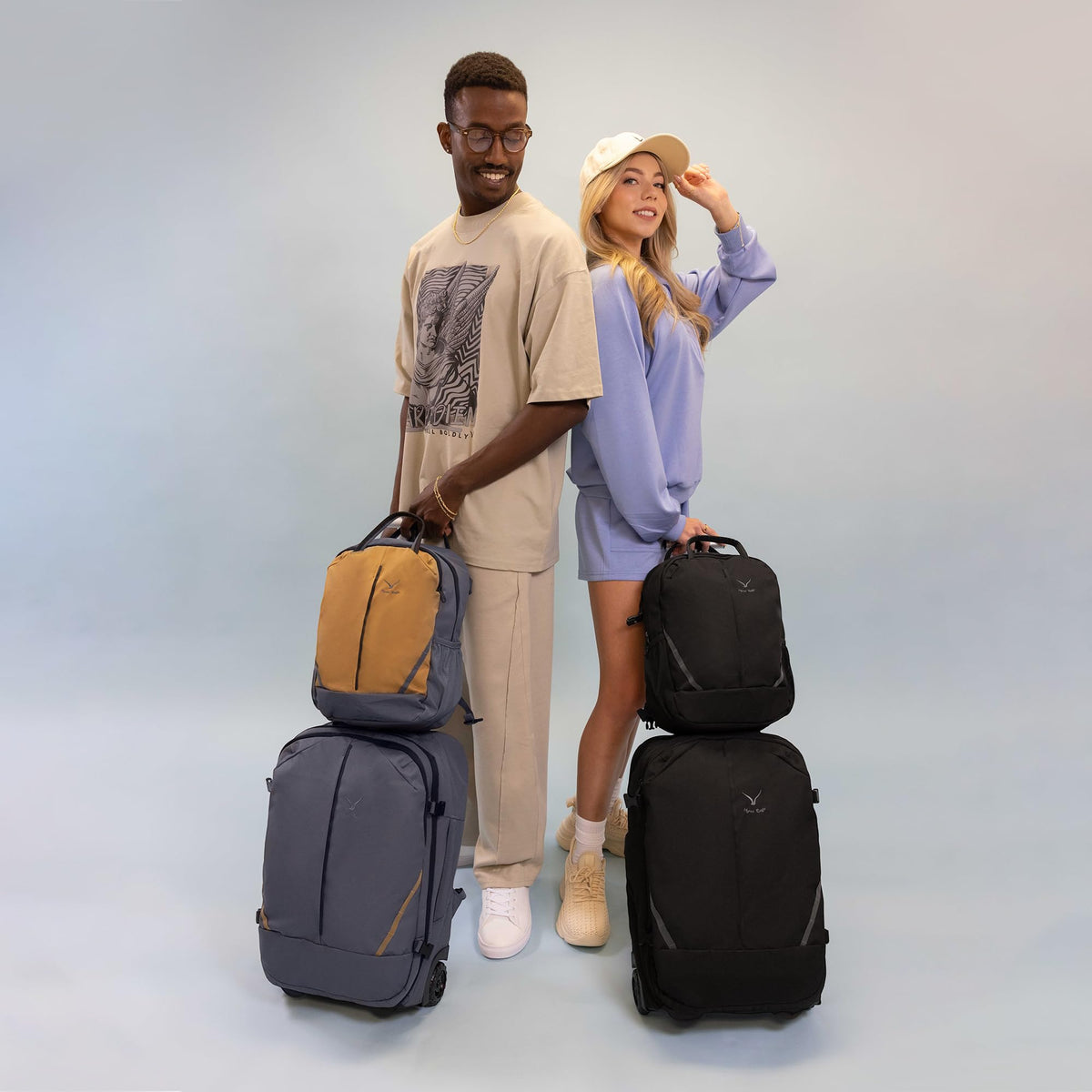 Rolling Backpack with Wheels 43L Jet Black I8570