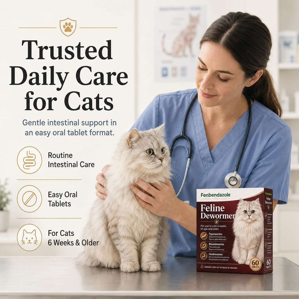 Cat Dewormer Tablets 60 Tablets U404