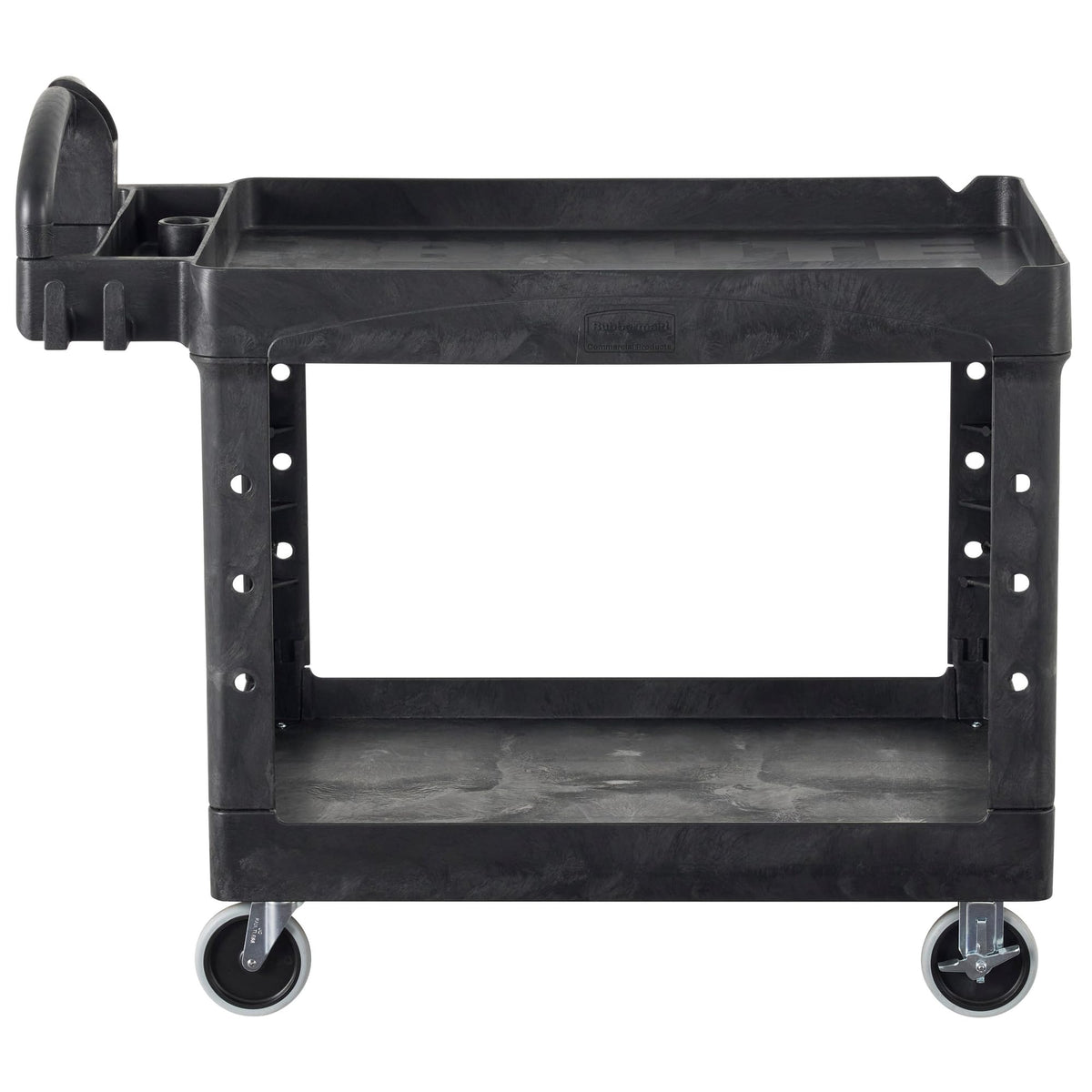 Black 2-Shelf Utility Cart with Lipped Shelves I507