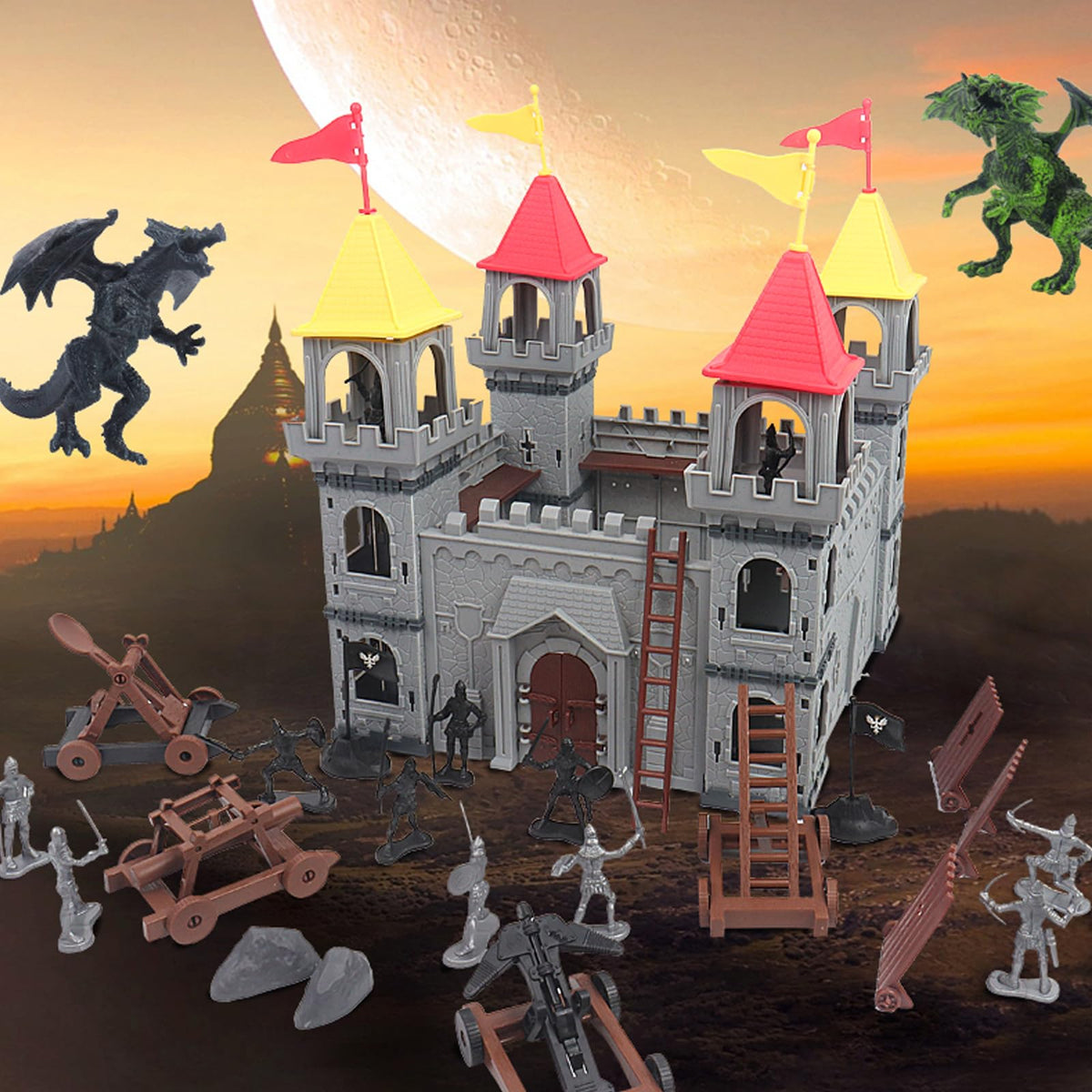 Medieval Castle Toy Building Set with Cavalry and Arrow Tower Z5403