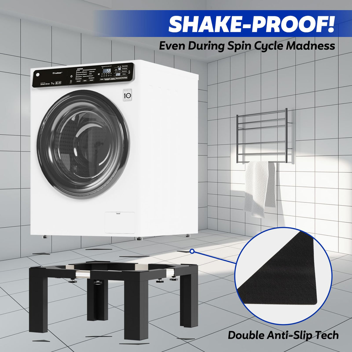 Heavy Duty Adjustable Laundry Pedestal Black K223530