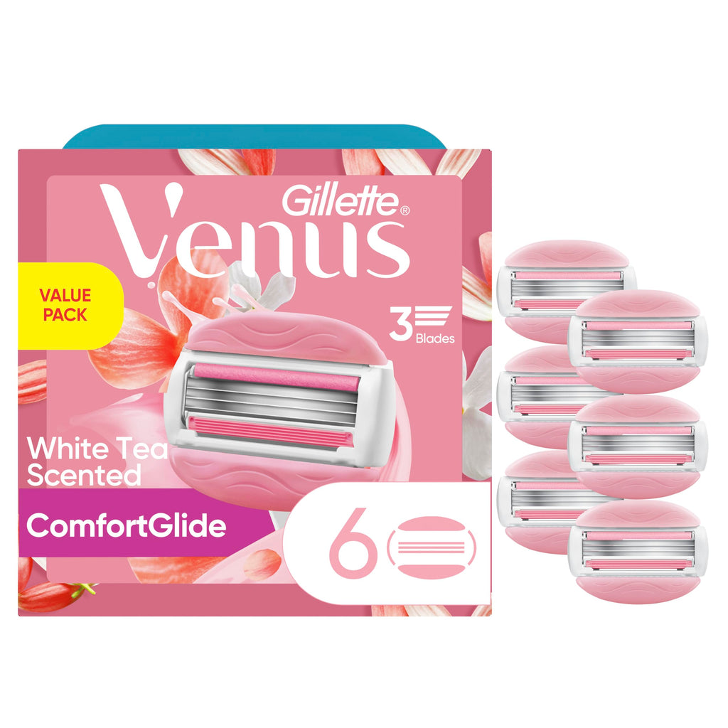 White Tea 3-Blade Razor Refills, 6 Count C990