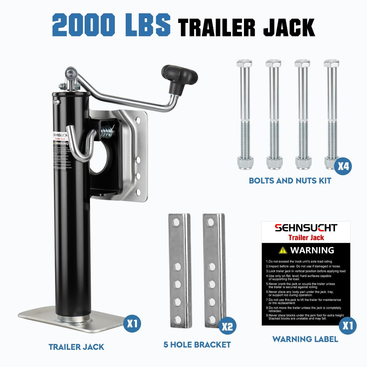 2000lb Swivel Trailer Jack with Handle Z48315