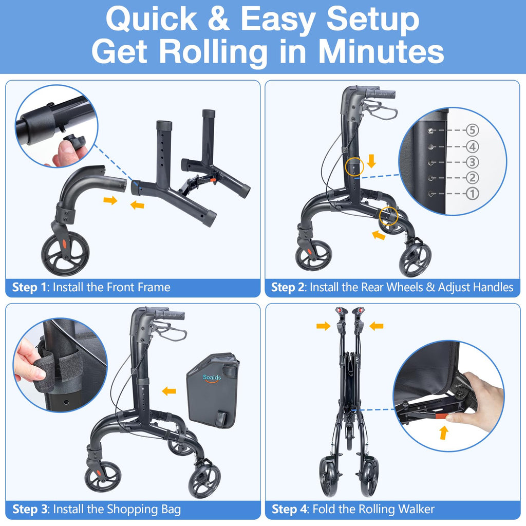Lightweight Foldable 3 Wheel Walker D9568