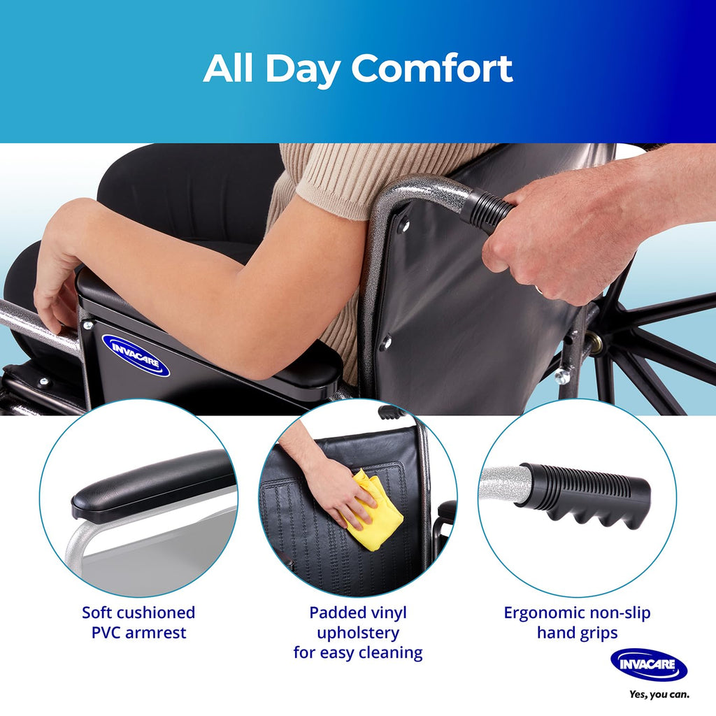 Portable Folding Lightweight Manual Wheelchair 18 Inch Seat B4091