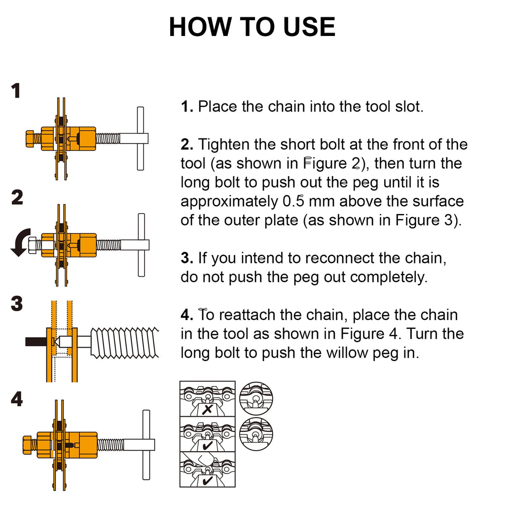 Bike Chain Tool Kit with Chain Breaker, Link Pliers, Chain Checker, Chain Link R2419