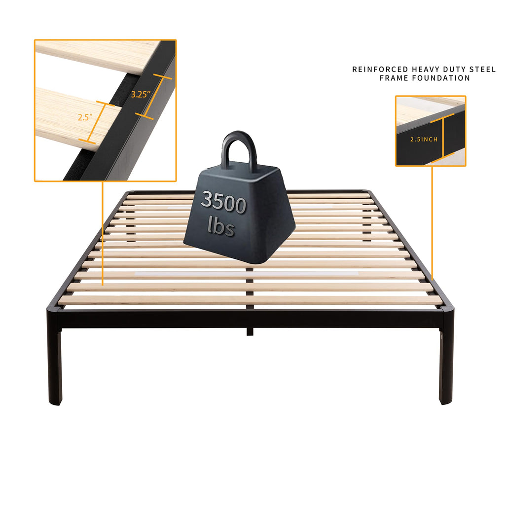 18 Inch Queen Platform Bed Frame with Wooden Slats P55932