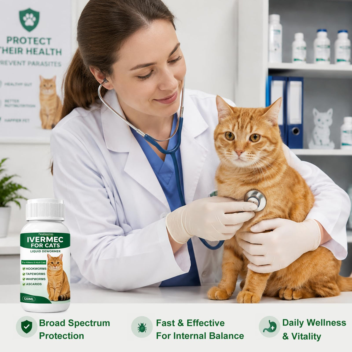 Broad Spectrum Cat Dewormer for Tapeworms, Roundworms and Hookworms C555649