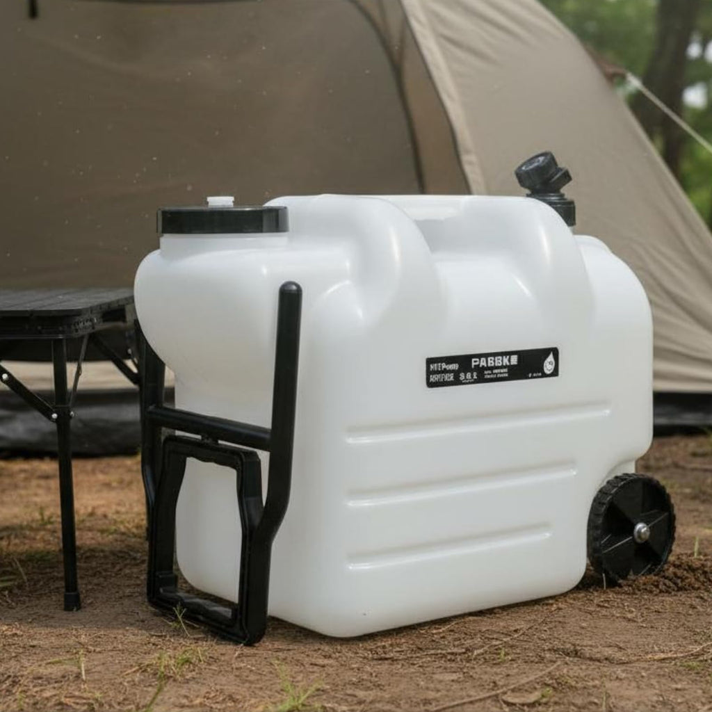 White Portable Water Dispenser with Faucet and Wheels O901471