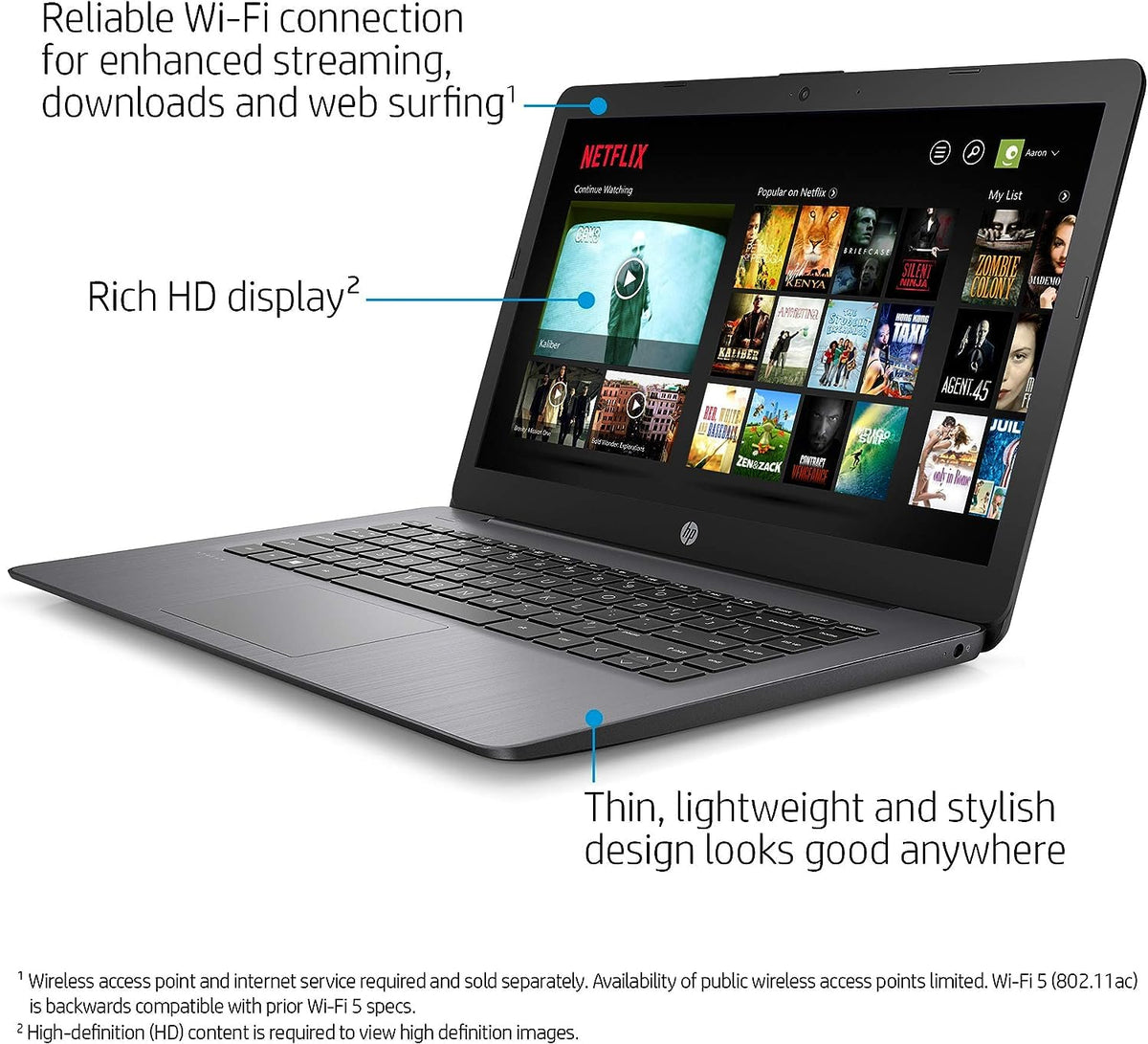 14-inch Laptop, Intel Celeron N4000, 4 GB RAM, 64 GB eMMC, Brilliant Black Z96667