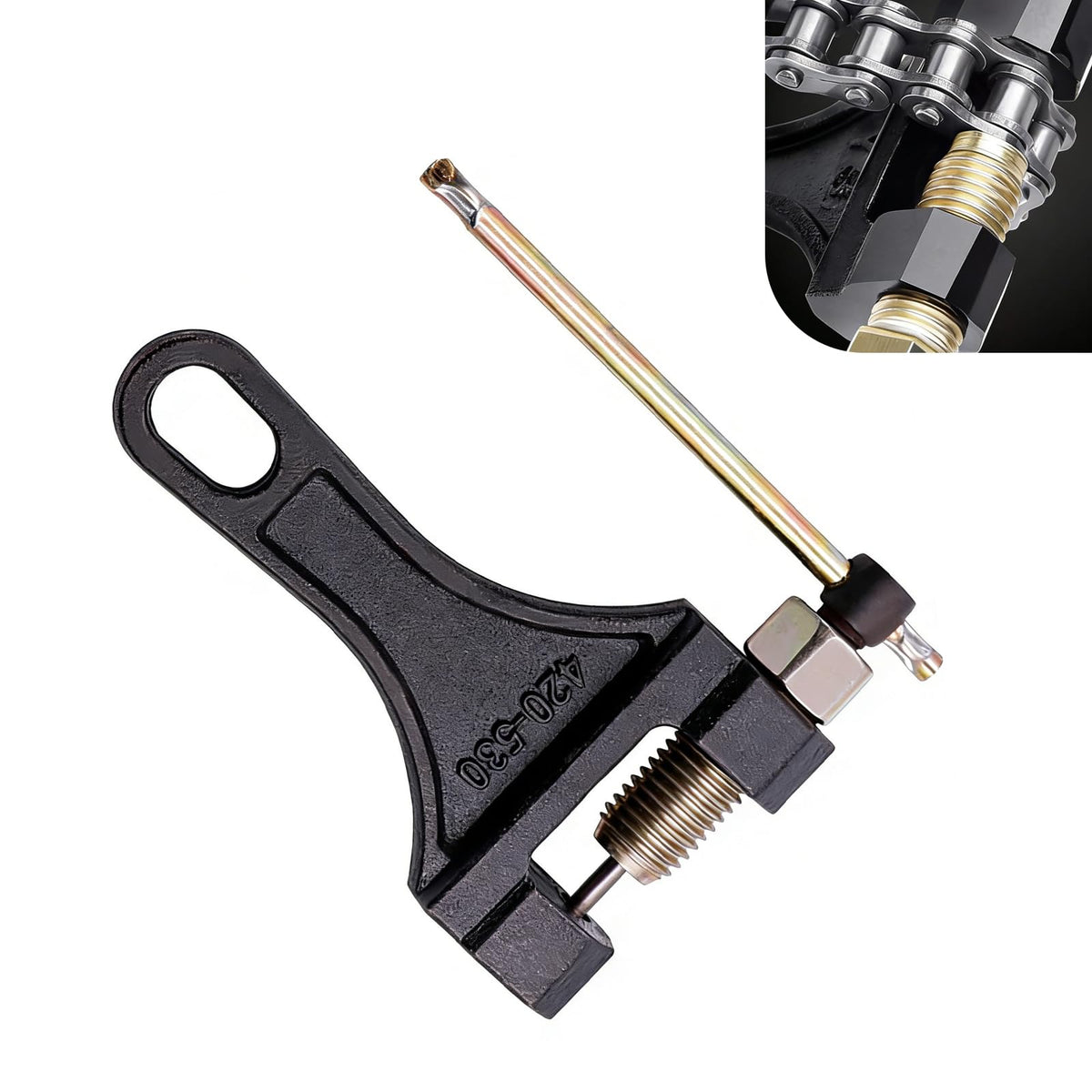 Heavy-duty Alloy 420-530 Roller Chain Breaker Tool with Grip H420985