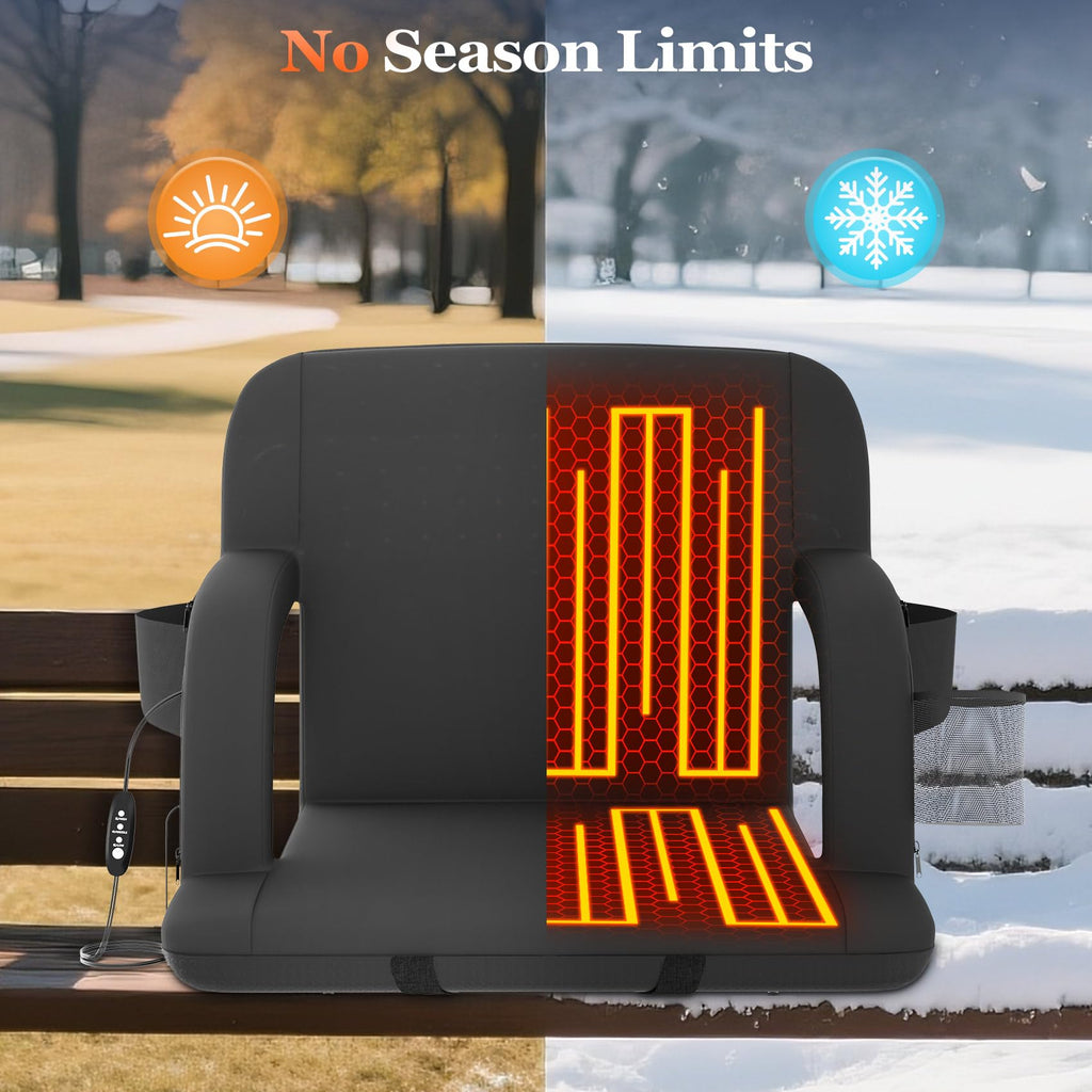 23" Heated Stadium Seats with Back Support, 2.5" Thick Cushion, 2PC E599