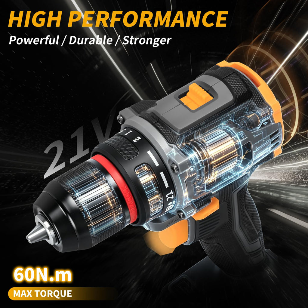 Cordless Drill Set 21V Brushless with 2 x 2.0Ah Battery G5586