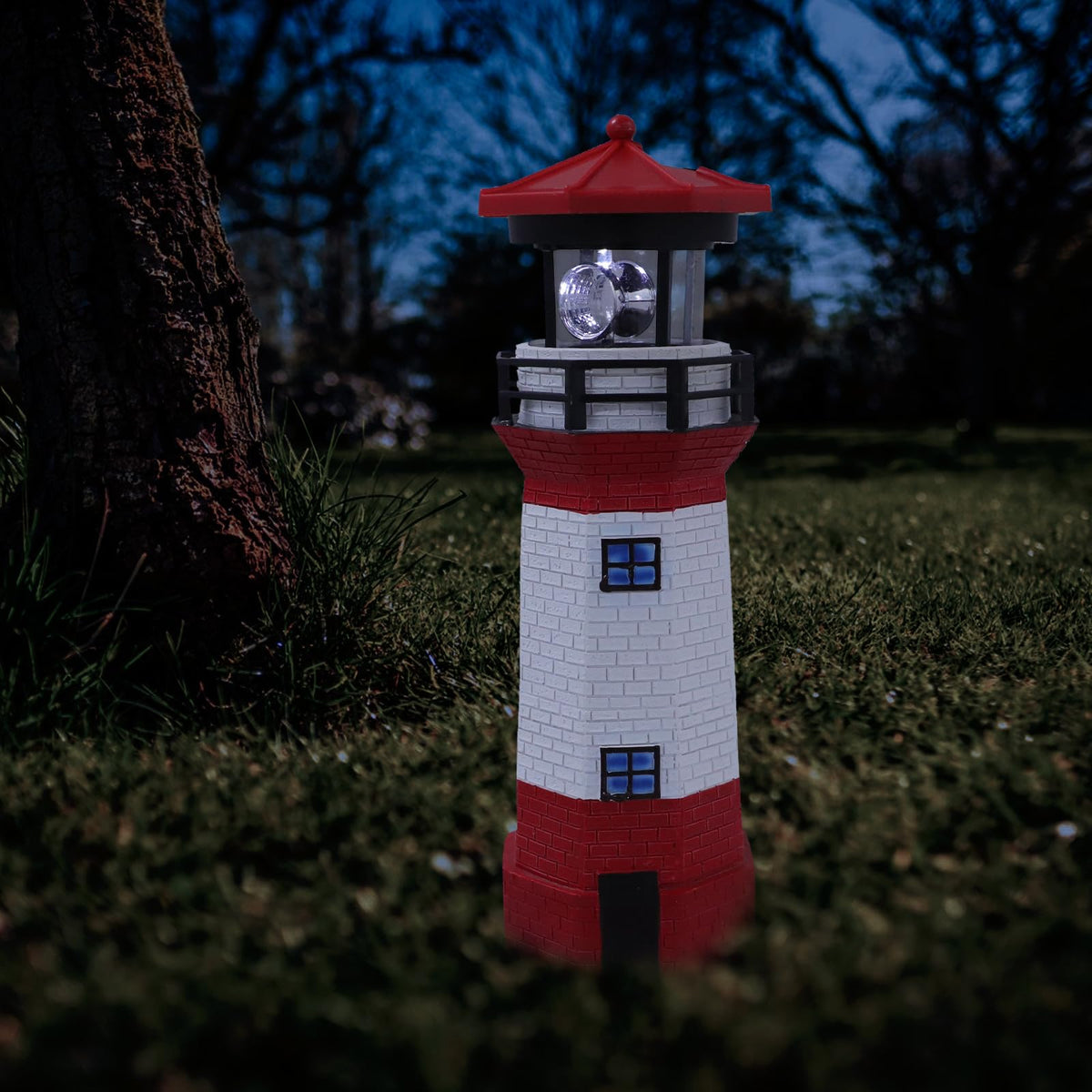 Solar Powered Rotating Lighthouse Resin LED Light K9312