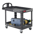 Black 2-Shelf Utility Cart with Lipped Shelves I507