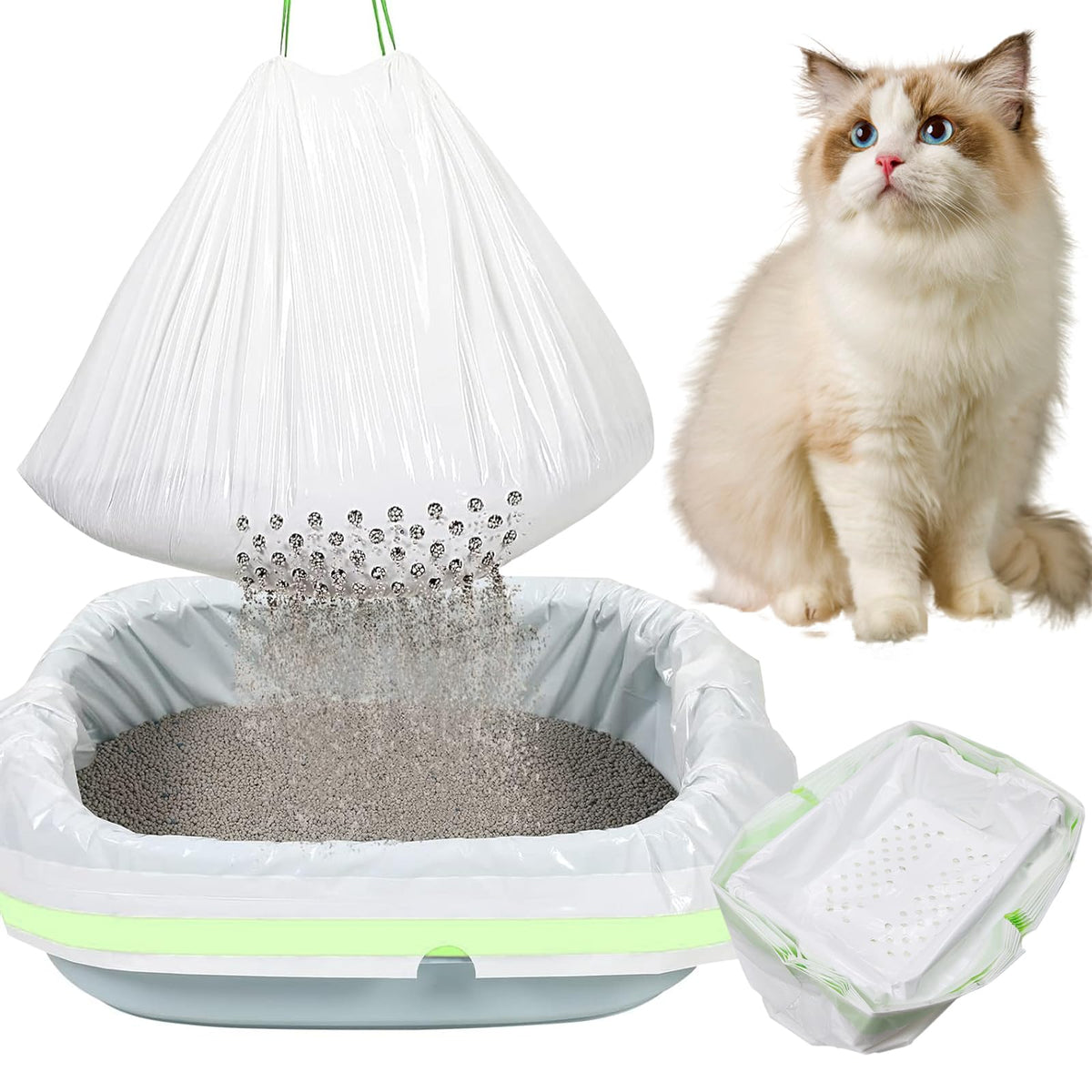 84PCS Sifting Cat Litter Box Liners with Holes, 31 x 18 Inch U466656