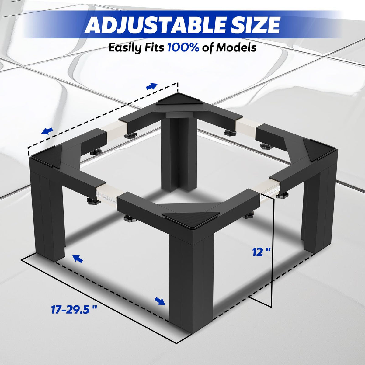 Heavy Duty Adjustable Laundry Pedestal Black K223530