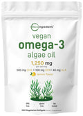 Vegan Omega 3 Algae Oil 240 Veggie Softgels DHA 500mg DPA 100mg Lemon Flavored G78444