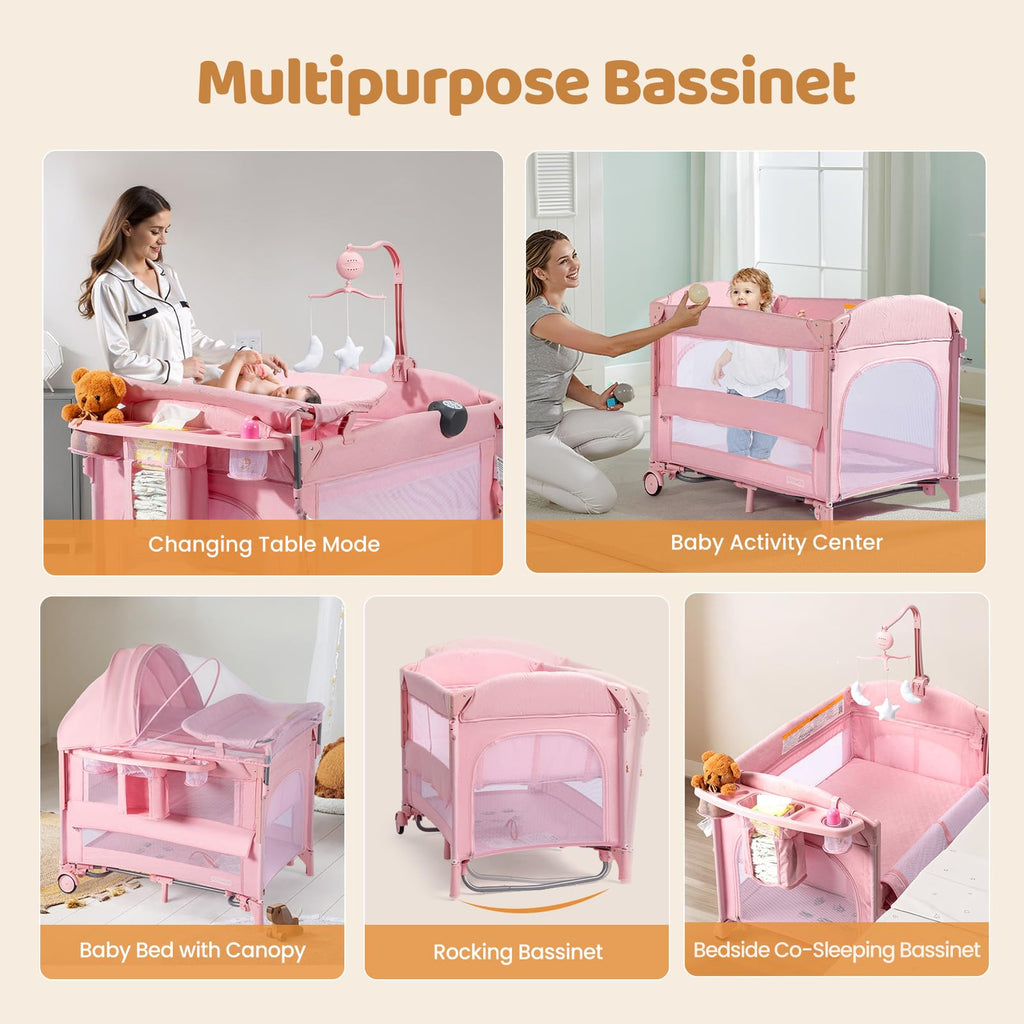 9 in 1 Bedside Bassinet with Changing Table A66526