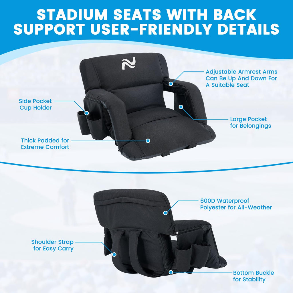 4.7" Extra Thick Stadium Seats for Bleachers with Back Support Q69051