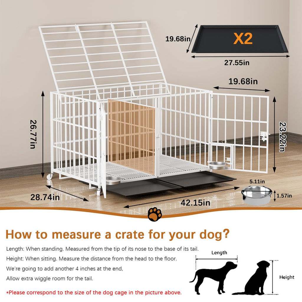 42" Heavy Duty Metal Dog Crate with Divider V242590