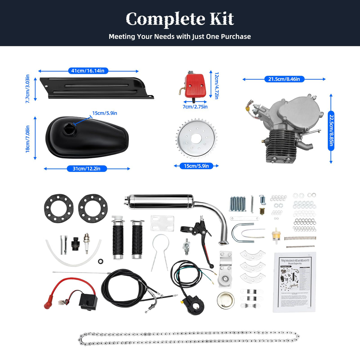 2 Stroke 100CC Bicycle Engine Kit with 36 Tooth Sprocket D726125