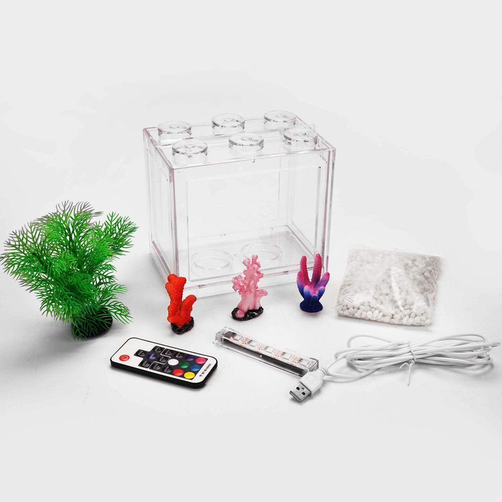 0.6 Gallon Betta Fish Tank Aquarium Kit with LED Lighting D53130