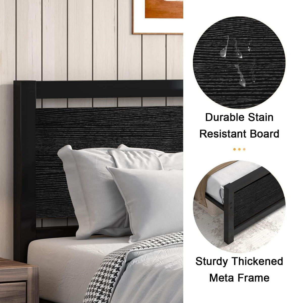 Twin Bed Frame with Headboard and Under-Bed Storage, Black W2375