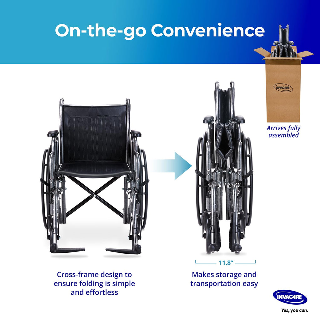 Portable Folding Lightweight Manual Wheelchair 18 Inch Seat B4091