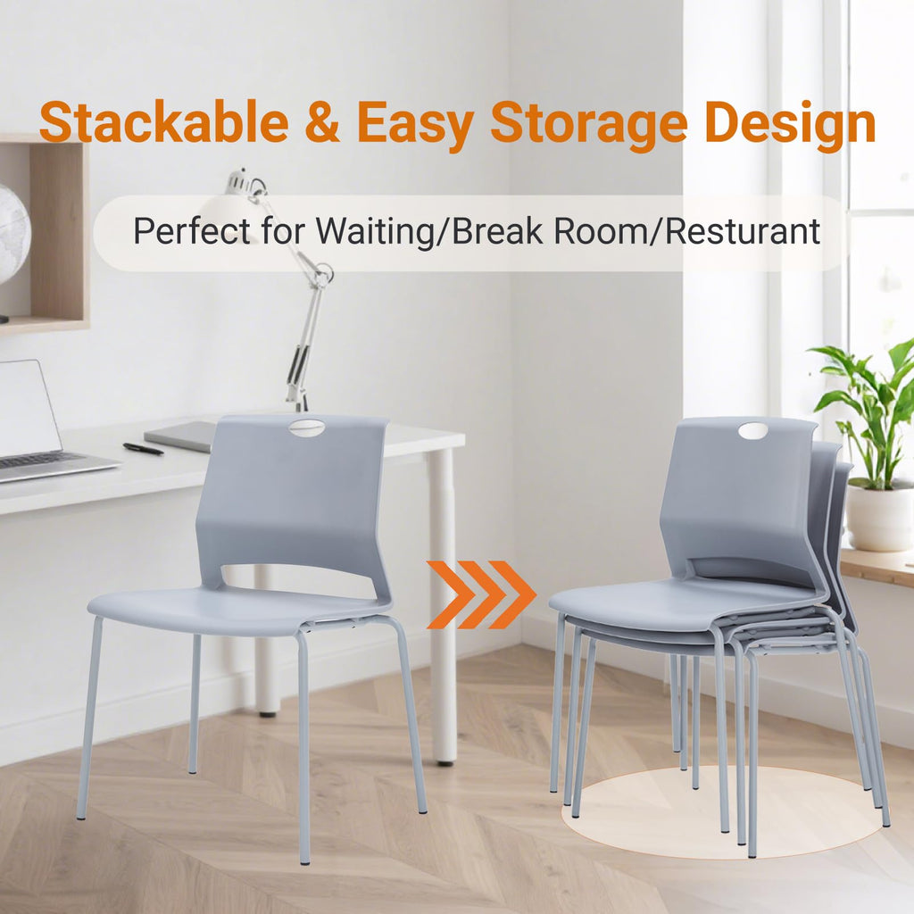 Grey Stack Chairs Set of 4 with Metal Legs J4530