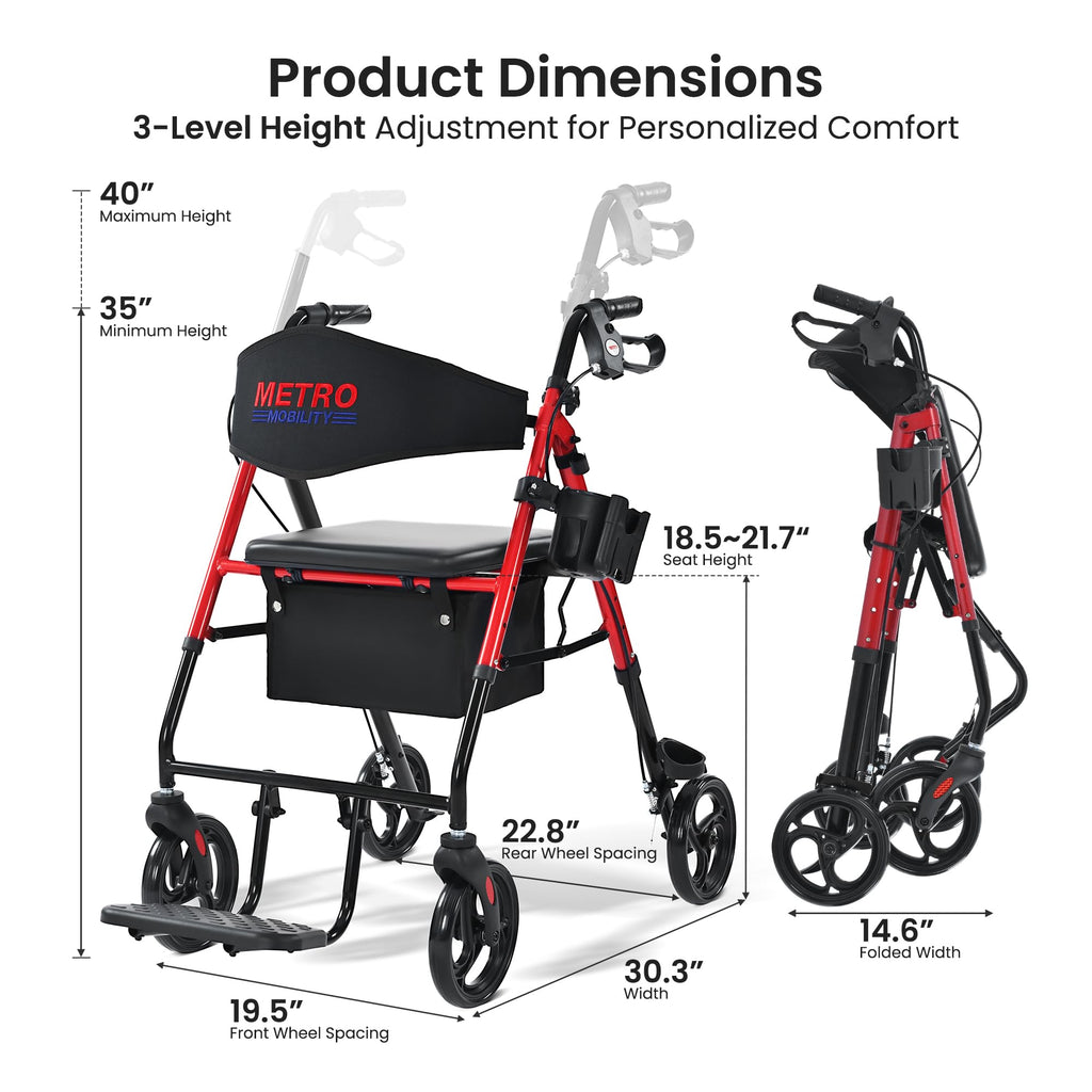 Aluminum 2-in-1 Rollator Walker with Seat G18420