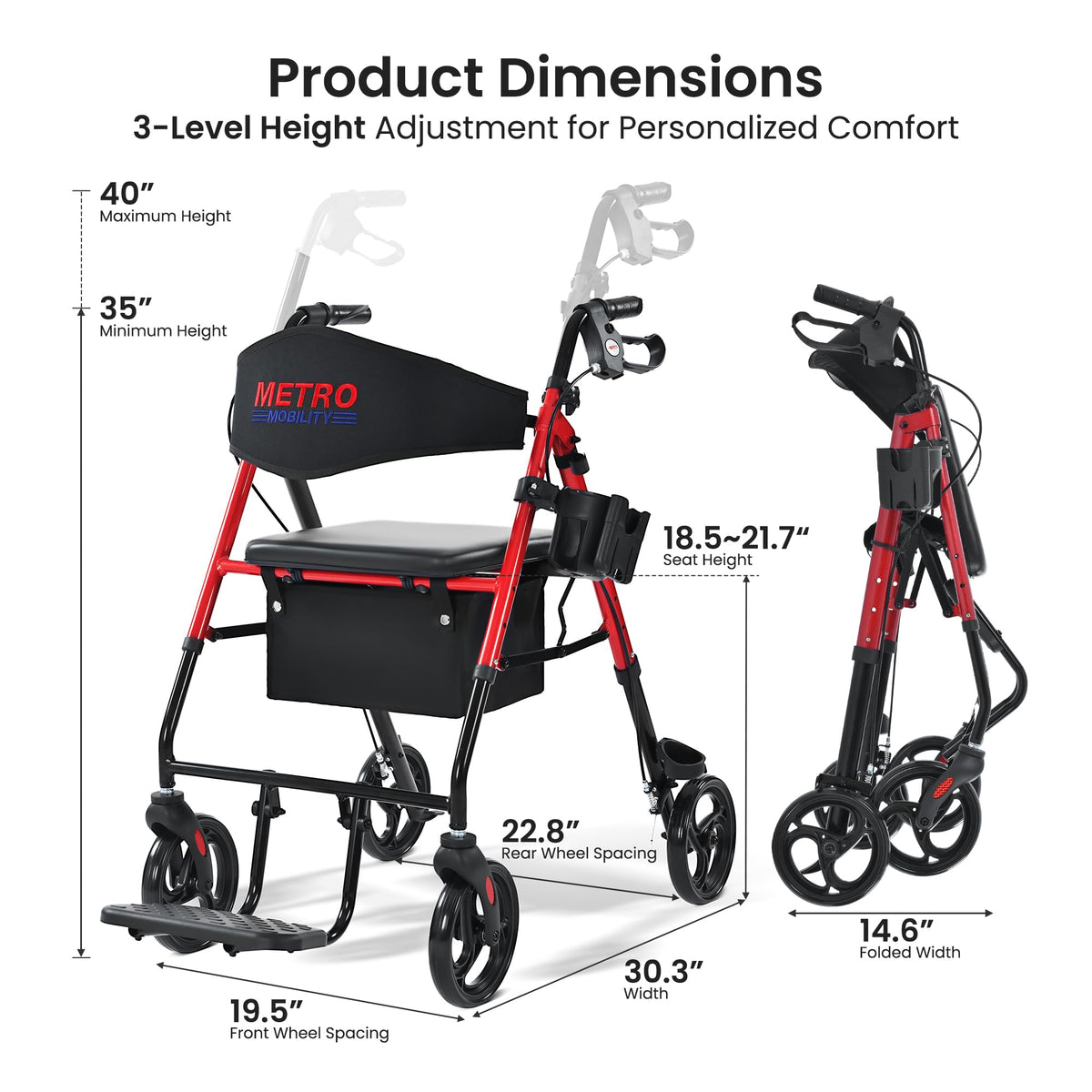 Aluminum 2-in-1 Rollator Walker with Seat G18420