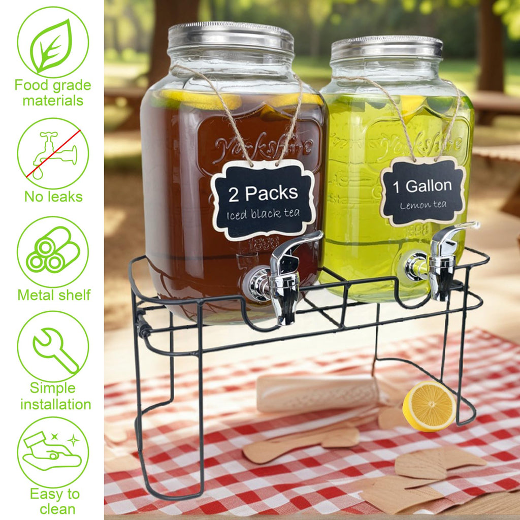 1 Gallon Glass Drink Dispenser with Spigot, 2 Packs K918900