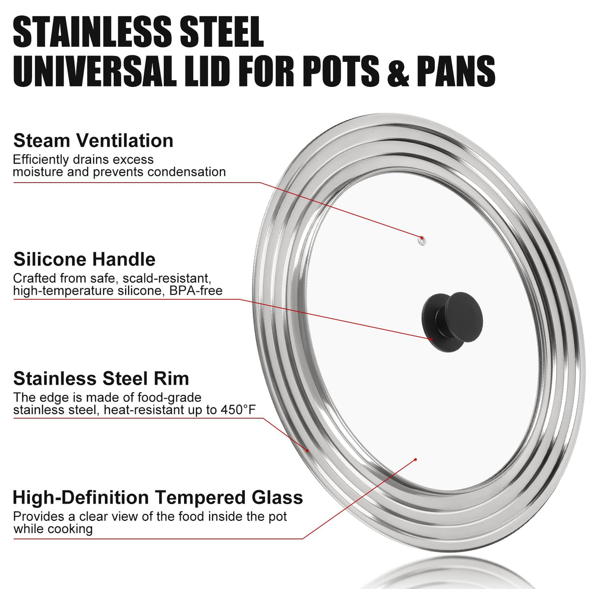 Universal Pan Lid for 11, 12 & 13 Inch Cookware O414