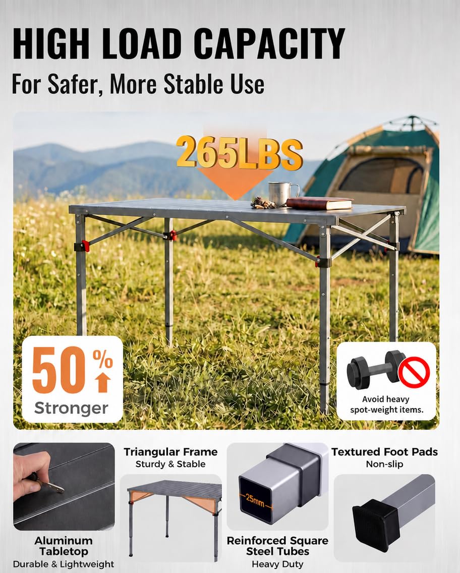 Adjustable Aluminum Camping Table W779785