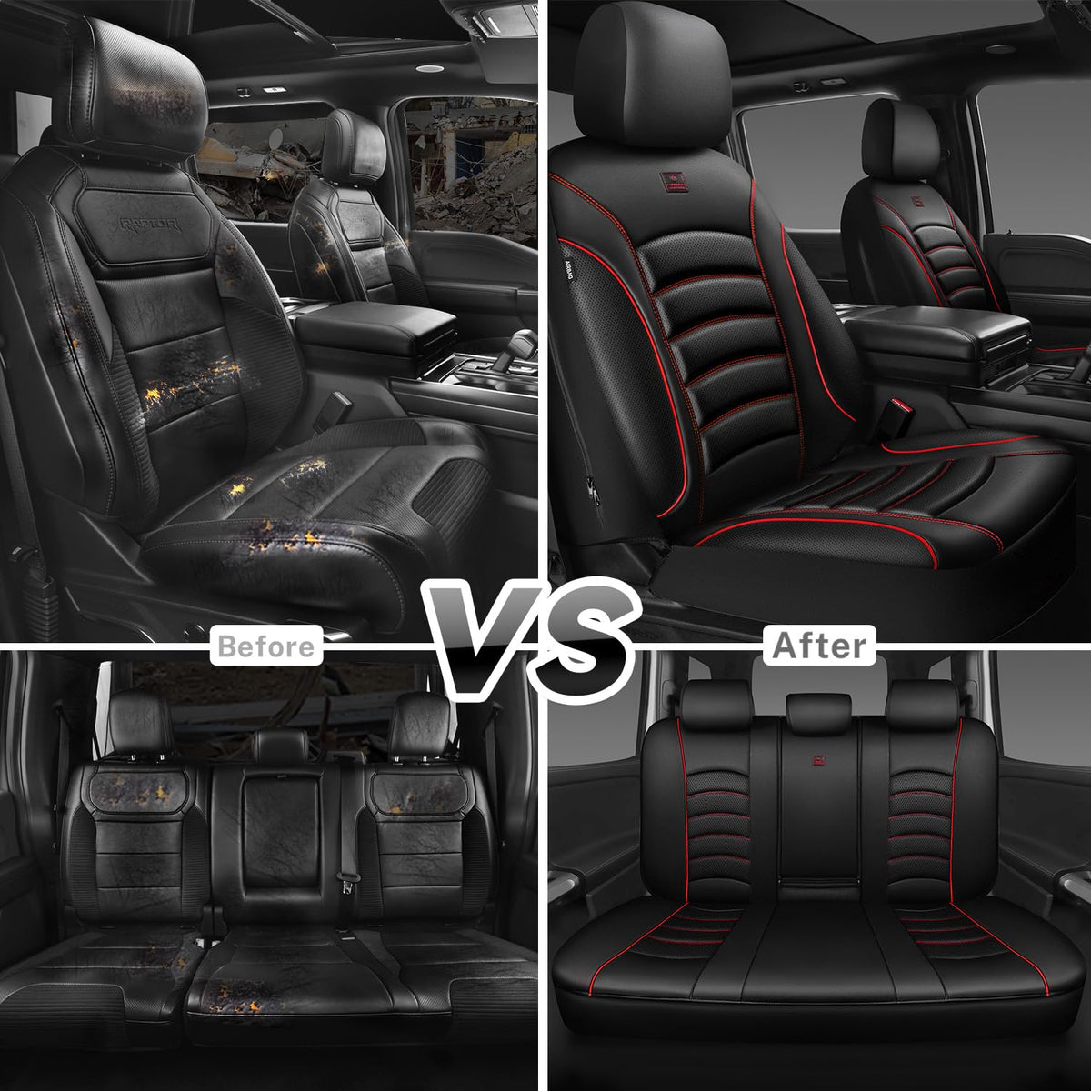 3D Foam PU Leather Car Seat Covers Full Set C57020