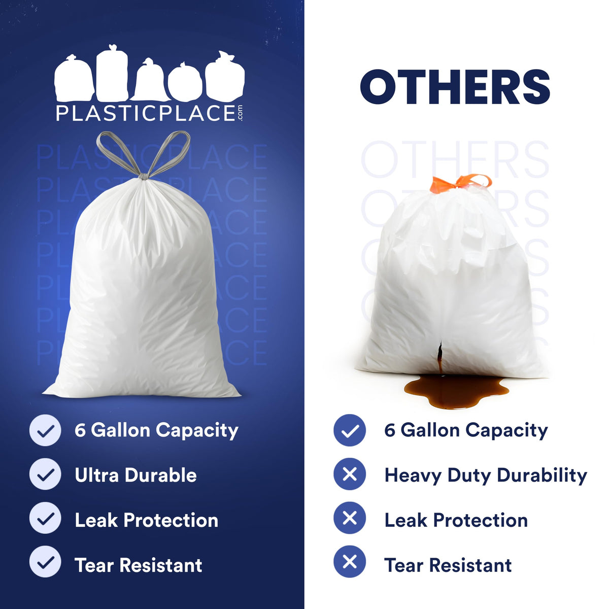 4-6 Gallon White Drawstring Bags S822880
