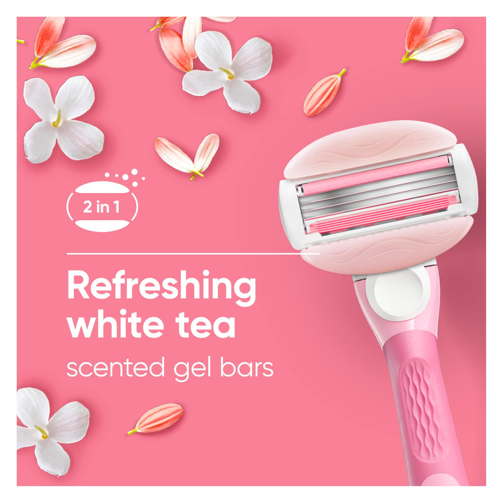 White Tea 3-Blade Razor Refills, 6 Count C990