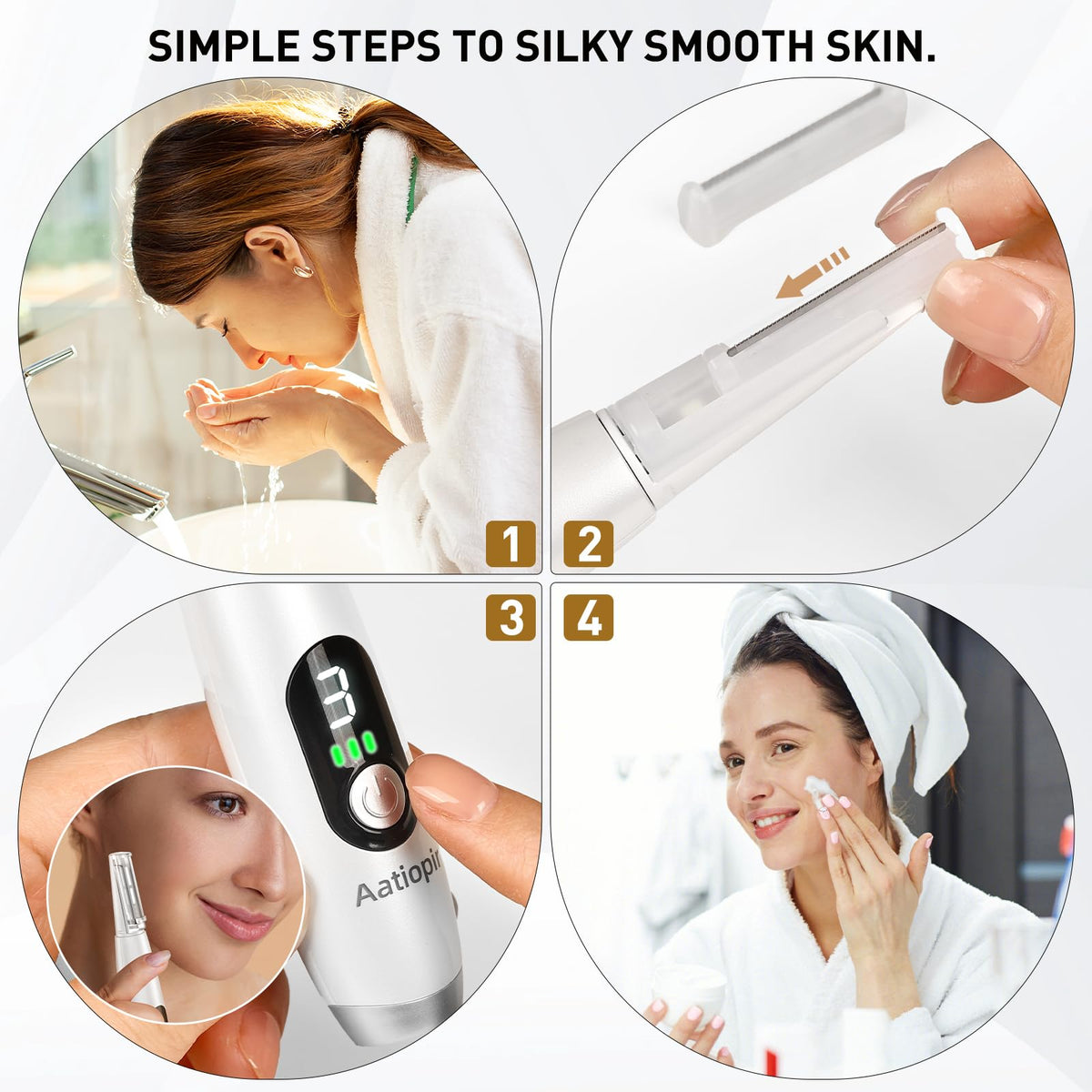 3 Speeds LED Electric Dermaplaning Tool with 12 Replaceable Blades P88868