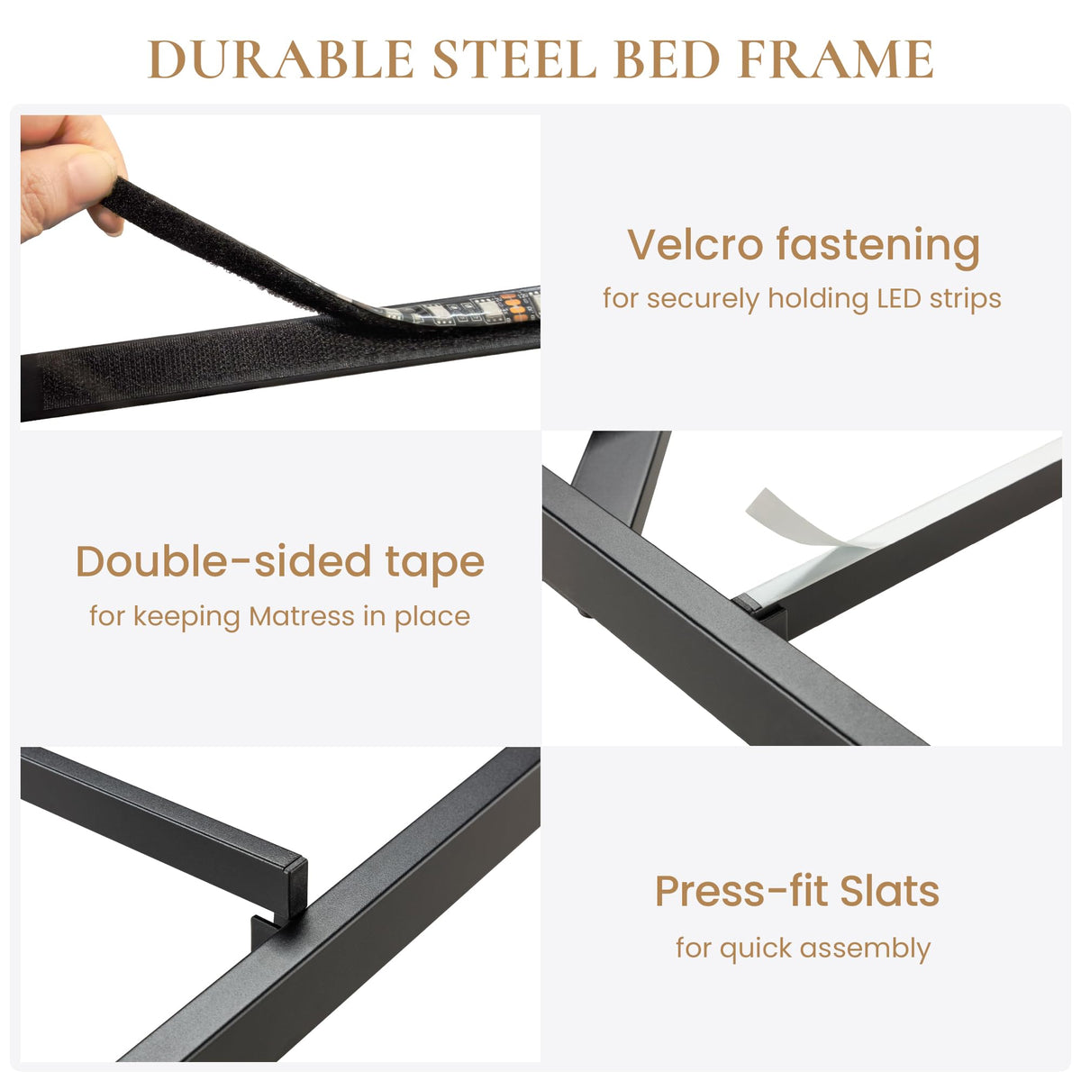 Full Size Floating Bed Frame with LED Lights, Black W95979