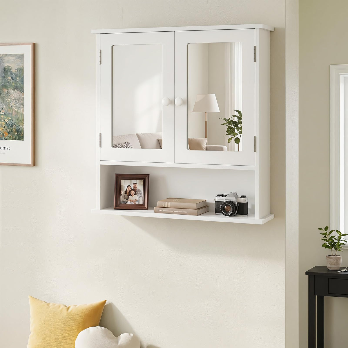 Wall Mounted Mirror Medicine Cabinet with Doors and Shelves O5082