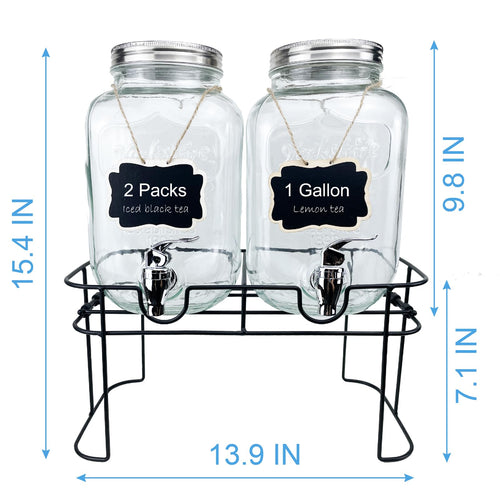 1 Gallon Glass Drink Dispenser with Spigot, 2 Packs K918900