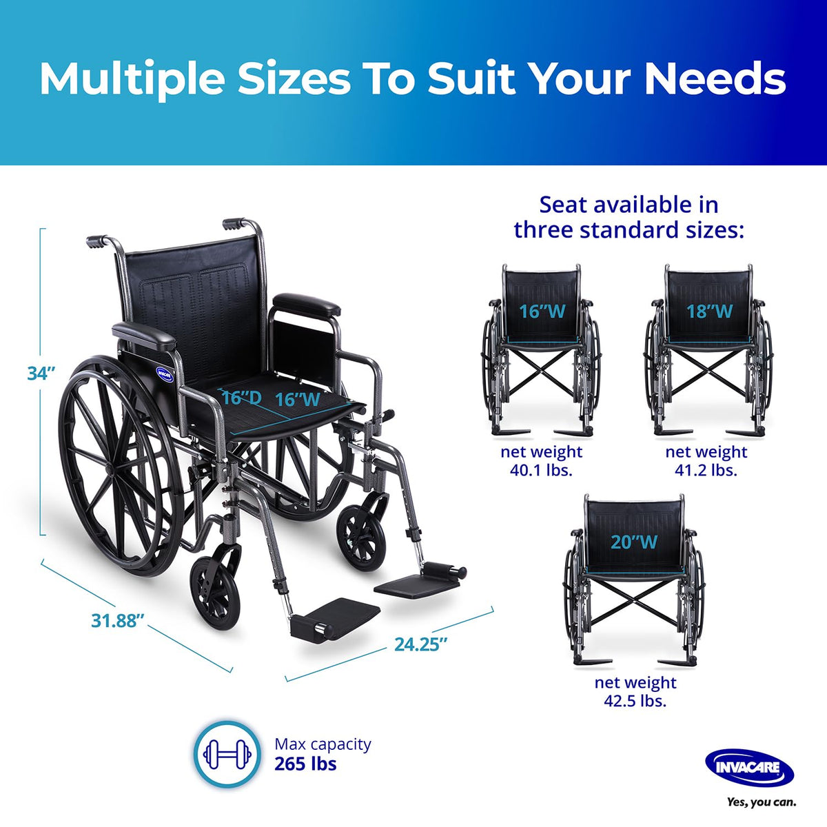 Portable Folding Lightweight Manual Wheelchair 18 Inch Seat B4091