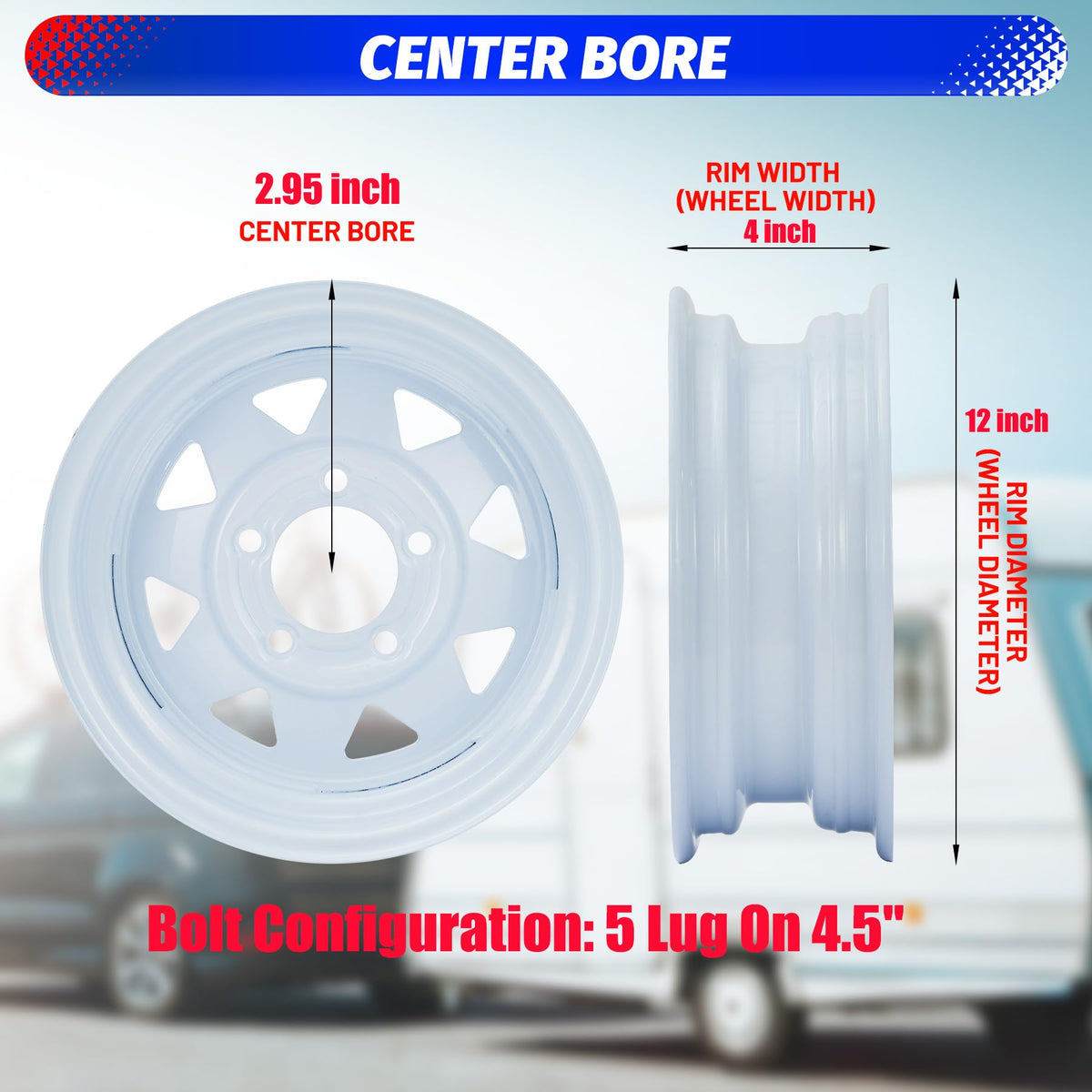 2 Pack 4.80-12 Trailer Tires with 12 inch Rims I270729